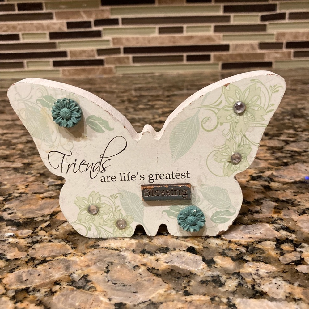 Wooden butterfly decor with cute saying